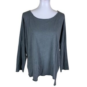 Le Streghe Gray Striped Oversized Dolman Sleeve Boxy Tunic Top One Size Italy